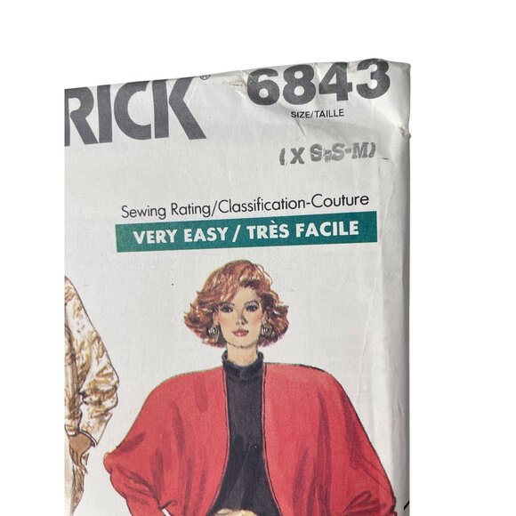80s Butterick 6843 Sewing Pattern Sizes XS Small Medium Jacket & Coat UNCUT - Picture 2 of 6